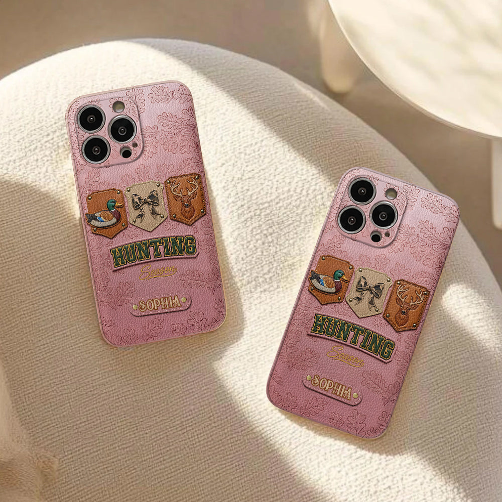 Saison de la chasse - Étui de téléphone en cuir personnalisé sur le thème de la chasse