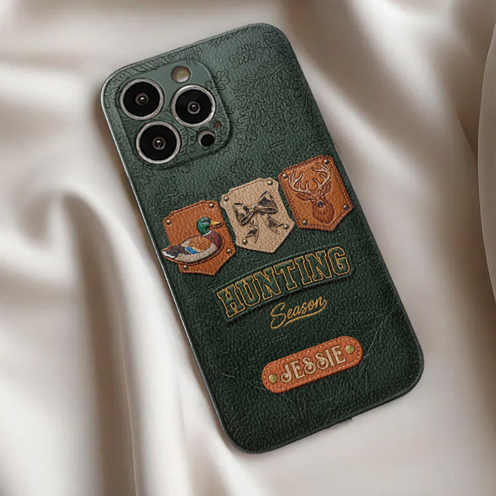 Saison de la chasse - Étui de téléphone en cuir personnalisé sur le thème de la chasse