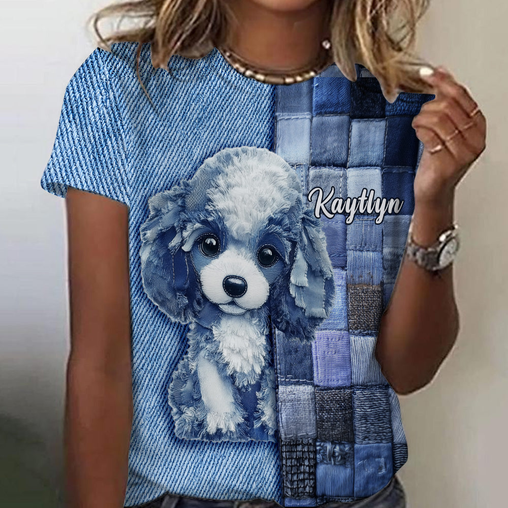 T-shirt personnalisé « J’adore les caniches » avec motif chien.