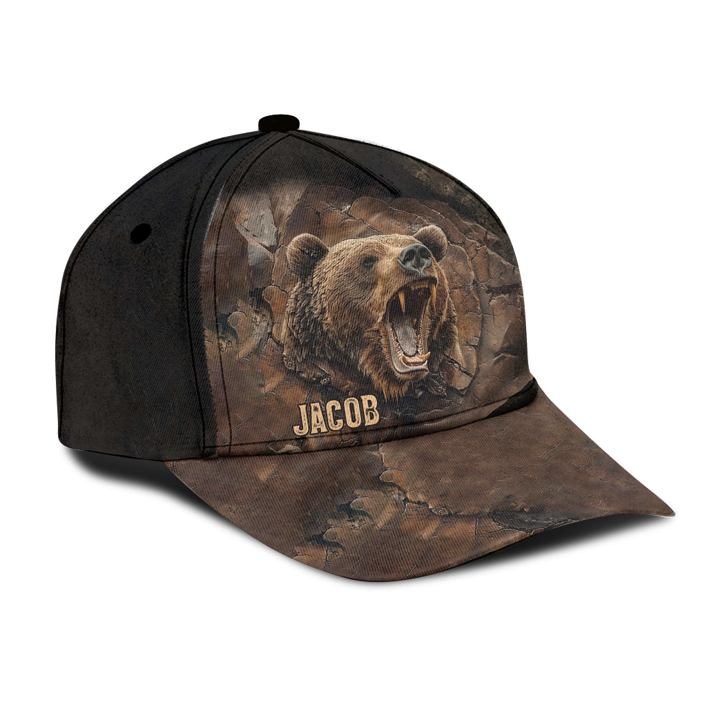 Grizzlies Roar Realistic Bear Design - Personalized Hunting Classic Cap