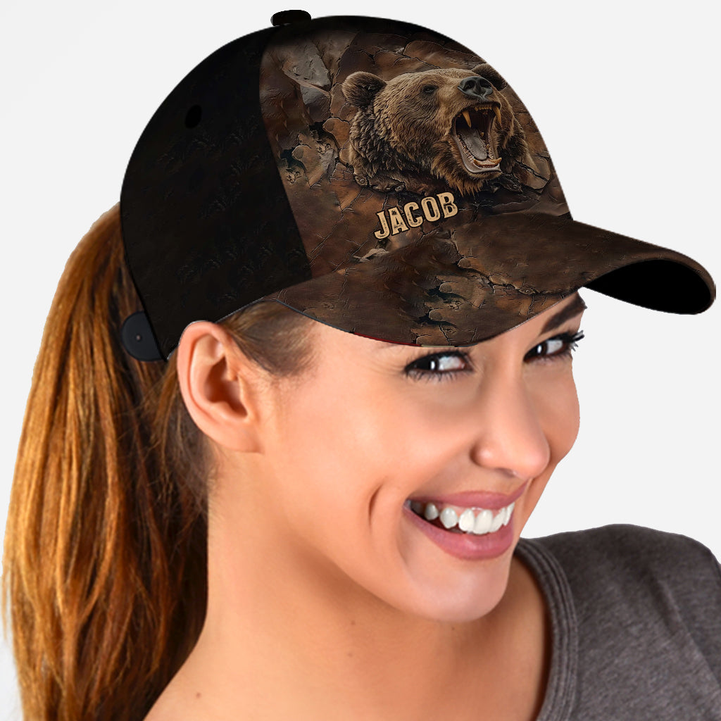 Grizzlies Roar Realistic Bear Design - Personalized Hunting Classic Cap