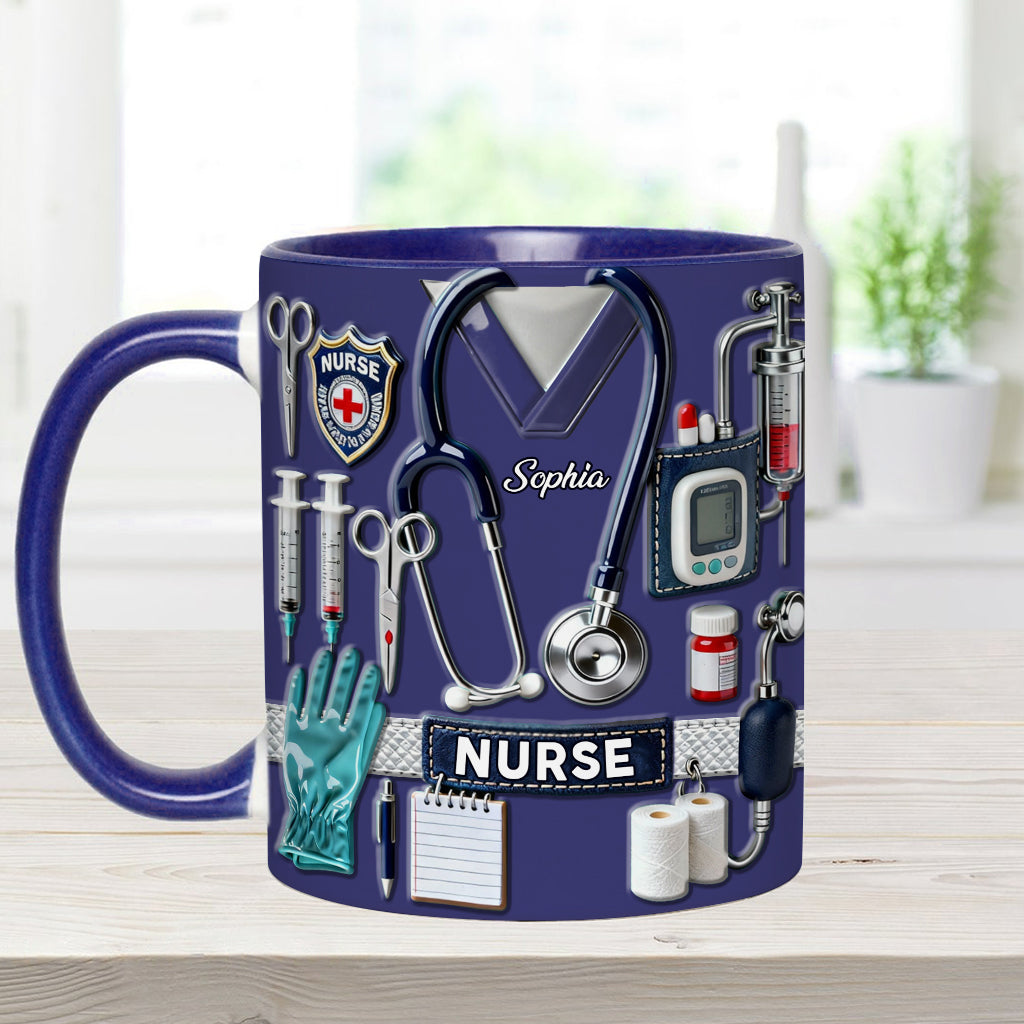 Le métier d'infirmière est un travail de cœur - Mug et sous-verre personnalisés « Infirmière »