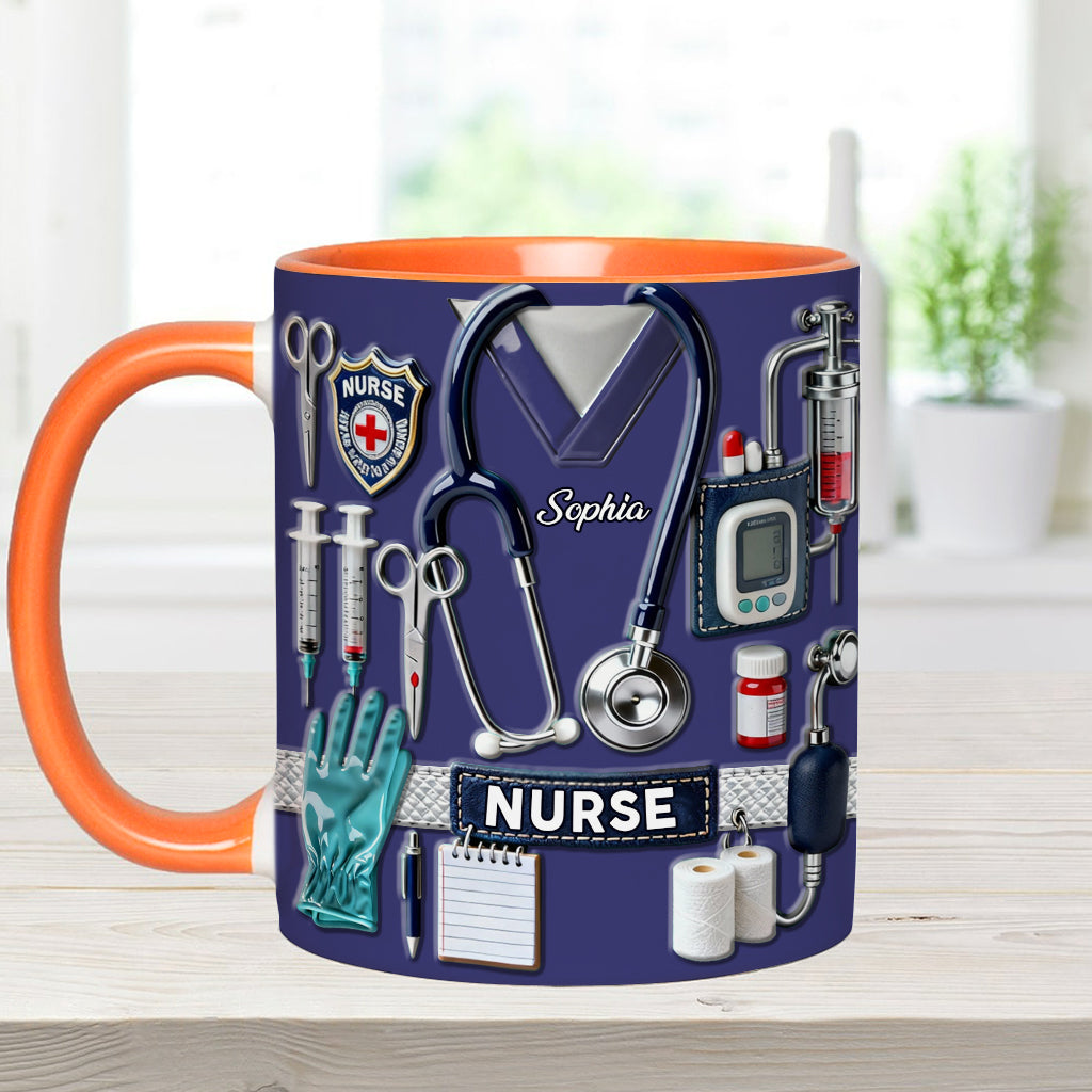 Le métier d'infirmière est un travail de cœur - Mug et sous-verre personnalisés « Infirmière »