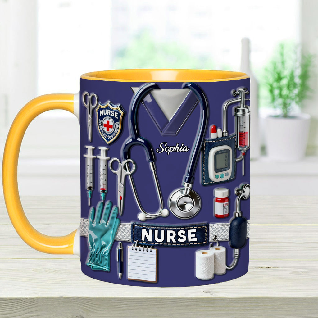 Le métier d'infirmière est un travail de cœur - Mug et sous-verre personnalisés « Infirmière »