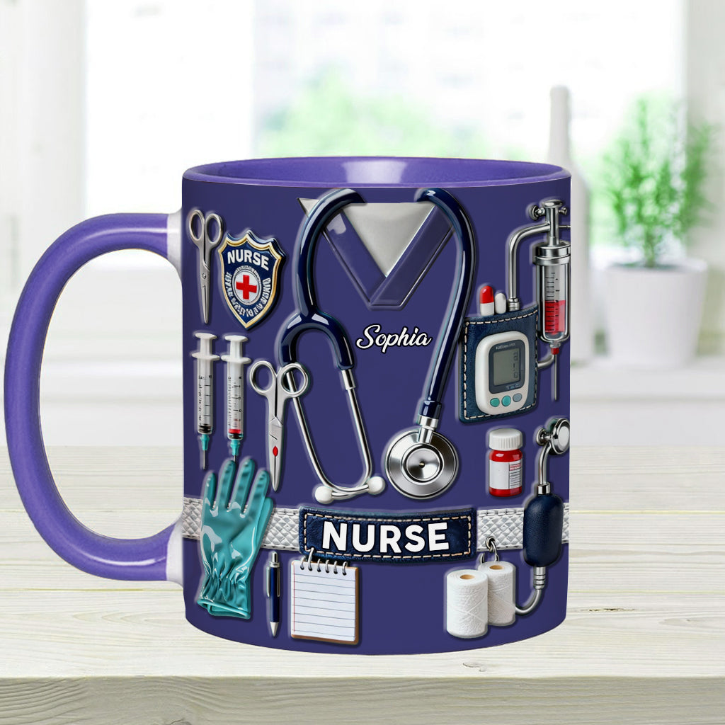 Le métier d'infirmière est un travail de cœur - Mug et sous-verre personnalisés « Infirmière »