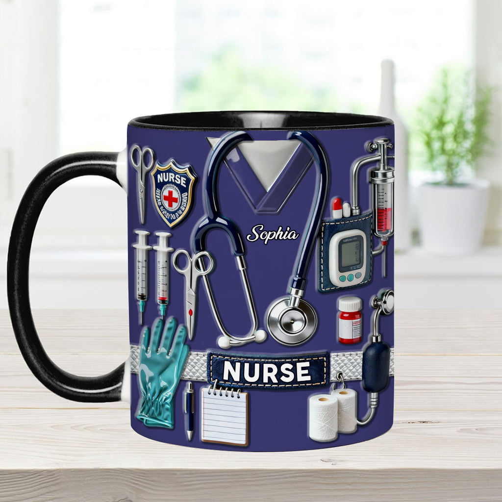 Le métier d'infirmière est un travail de cœur - Mug et sous-verre personnalisés « Infirmière »