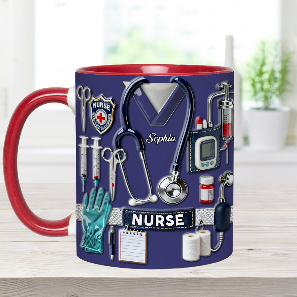 Le métier d'infirmière est un travail de cœur - Mug et sous-verre personnalisés « Infirmière »