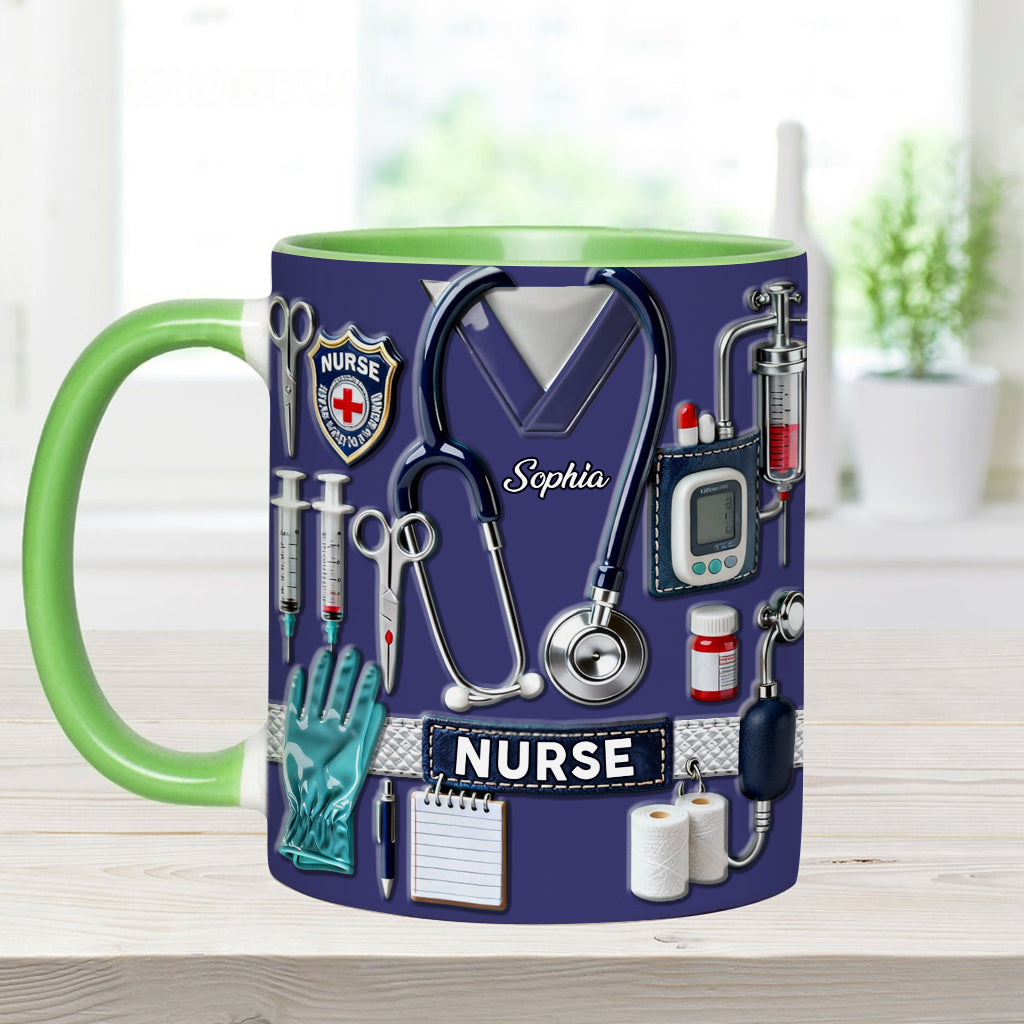 Le métier d'infirmière est un travail de cœur - Mug et sous-verre personnalisés « Infirmière »