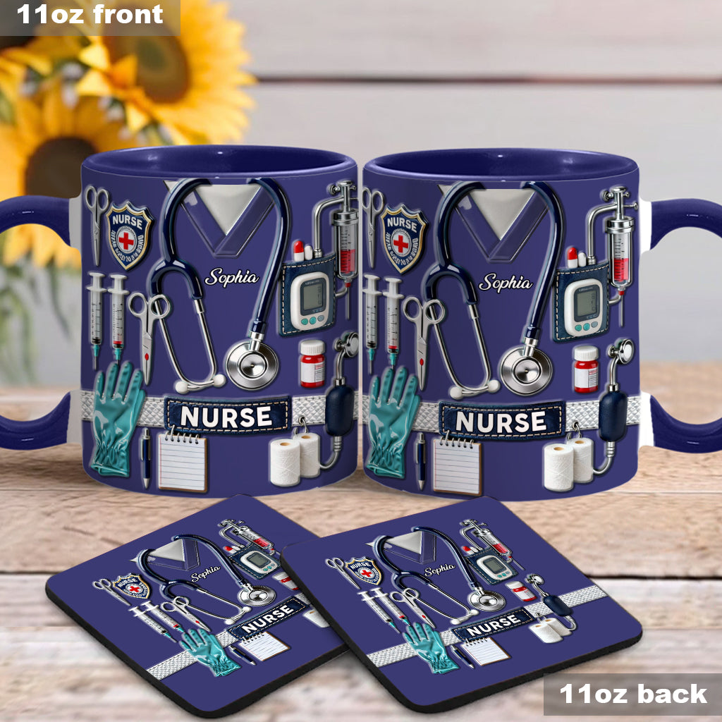 Le métier d'infirmière est un travail de cœur - Mug et sous-verre personnalisés « Infirmière »