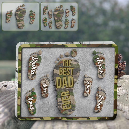 Best Dad Ever - Dad Foot Print - Personalized Father Custom Shaped Acrylic Plaque