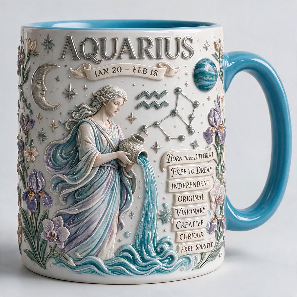 Custom Zodiac Mug Set - Personalized Horoscope Accent Mug & Shaped Coaster