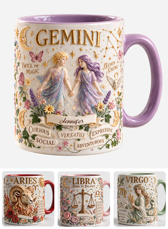Custom Zodiac Mug Set - Personalized Horoscope Accent Mug & Shaped Coaster