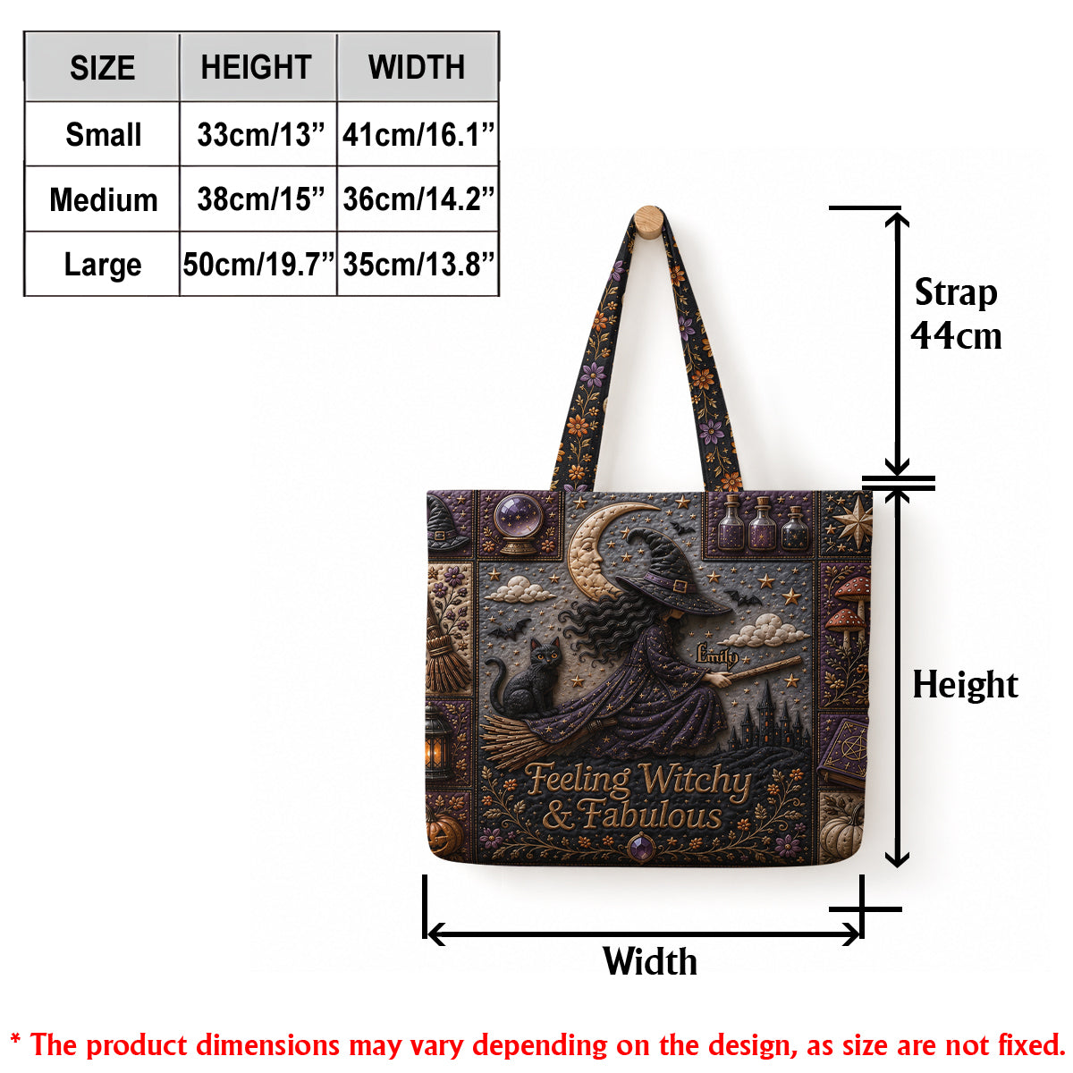 Feeling Witchy & Fabulous - Personalized Witch Quilted Tote Bag
