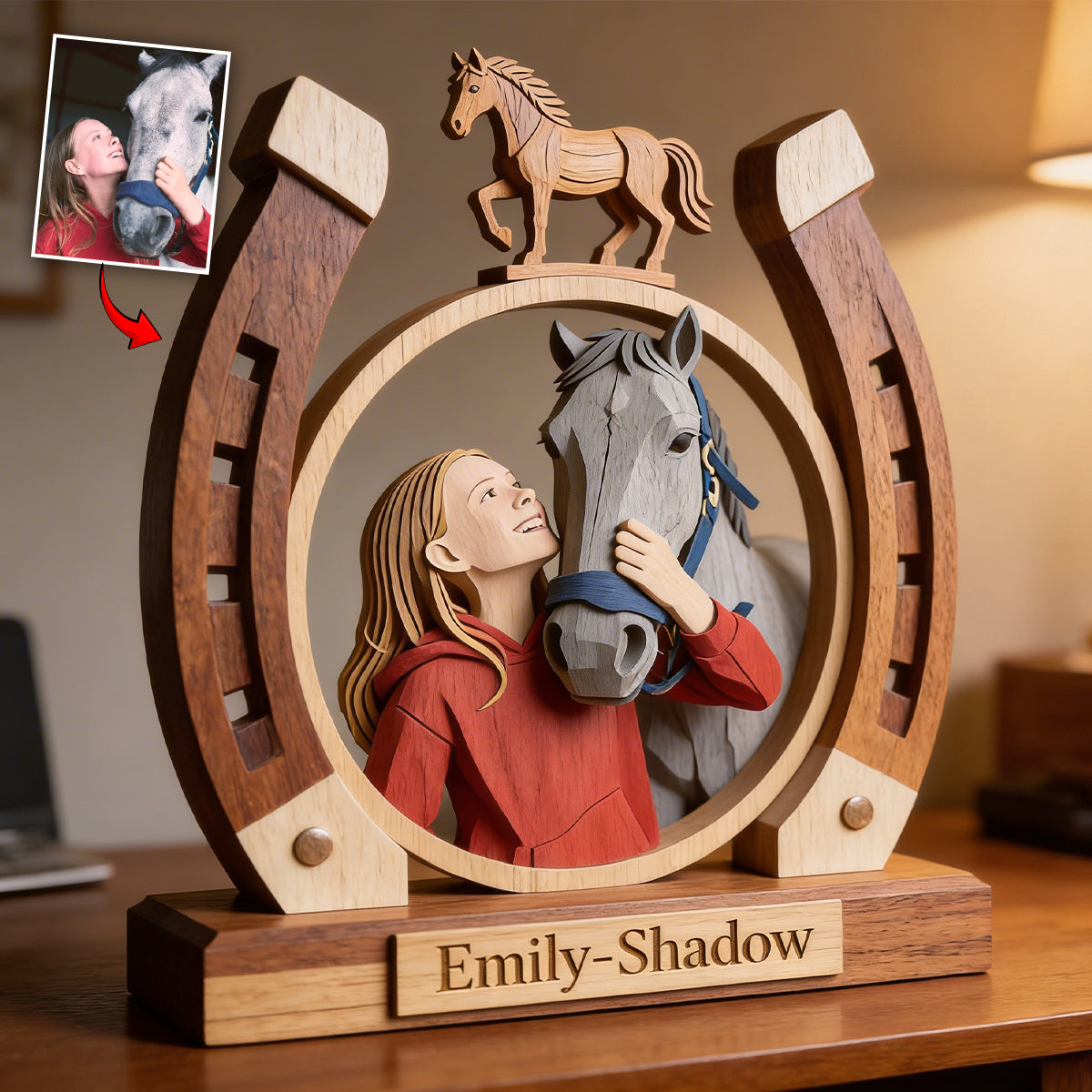 Horseshoe Custom From Photo - Personalized Horse Custom Shaped Acrylic Plaque