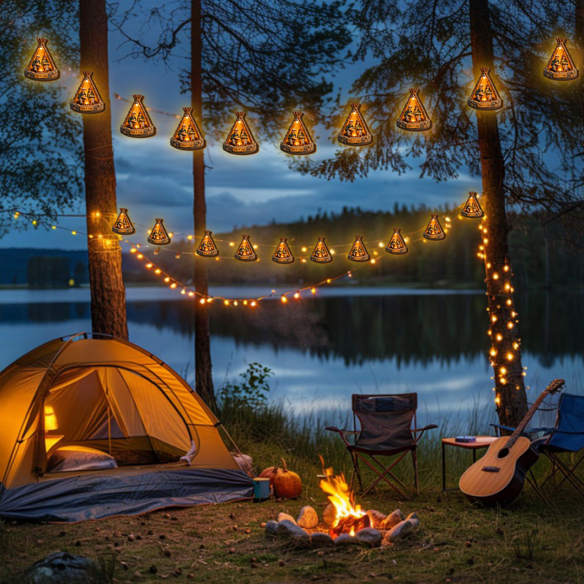 Décoration Unique de Camping, Personnalisée à Partir de N'importe Quelle Photo - Guirlandes Lumineuses Personnalisées