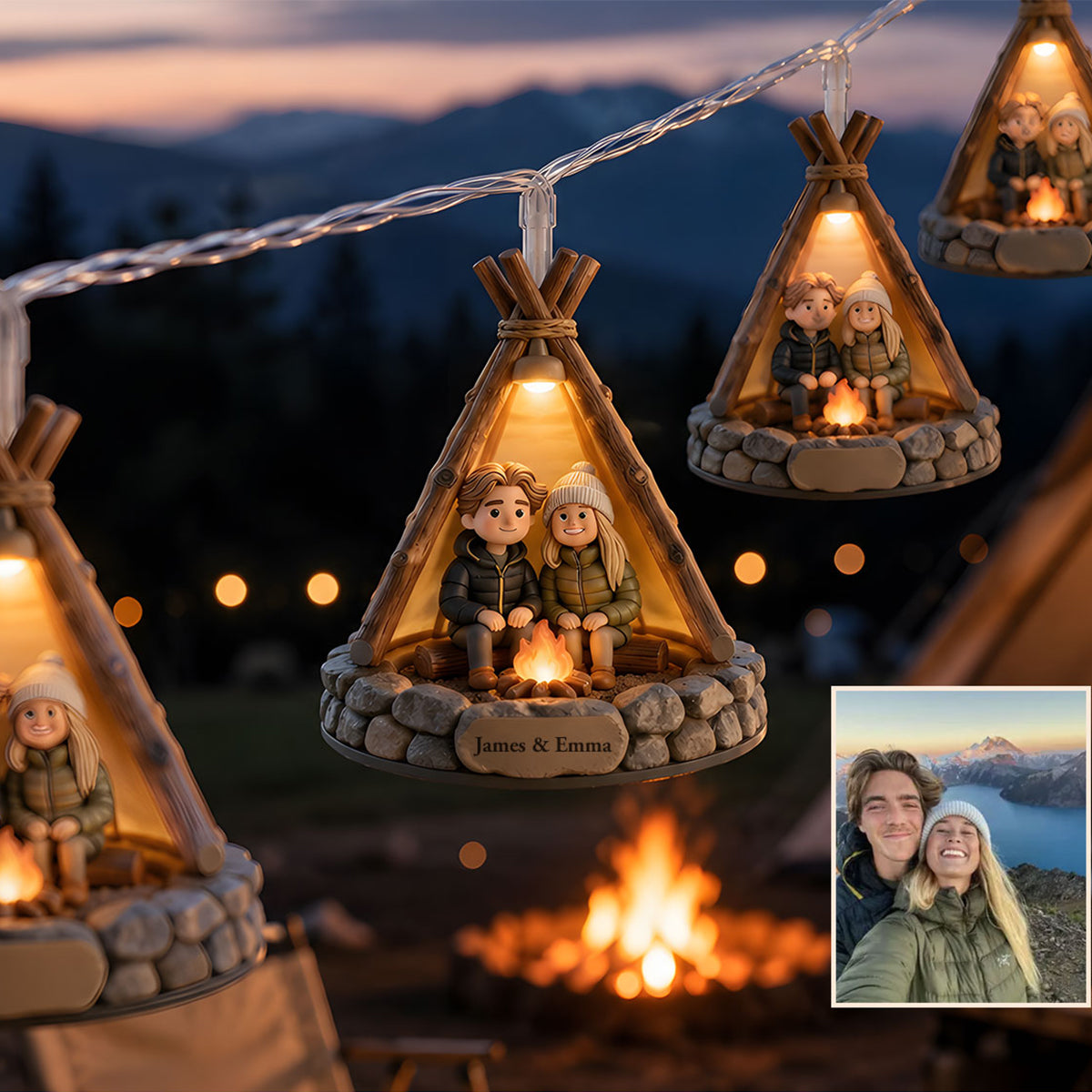 Décoration Unique de Camping, Personnalisée à Partir de N'importe Quelle Photo - Guirlandes Lumineuses Personnalisées