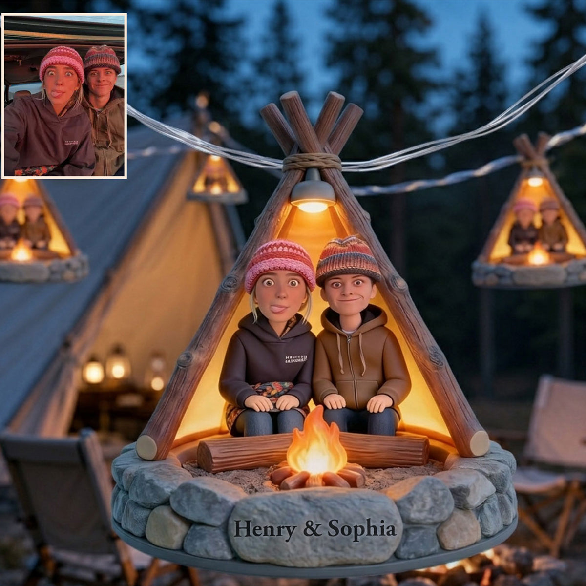 Décoration Unique de Camping, Personnalisée à Partir de N'importe Quelle Photo - Guirlandes Lumineuses Personnalisées