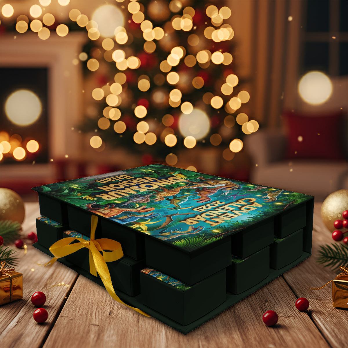 Calendrier de l'Avent Dinosaure - Calendrier de l'Avent pliable et personnalisé pour enfant avec décorations