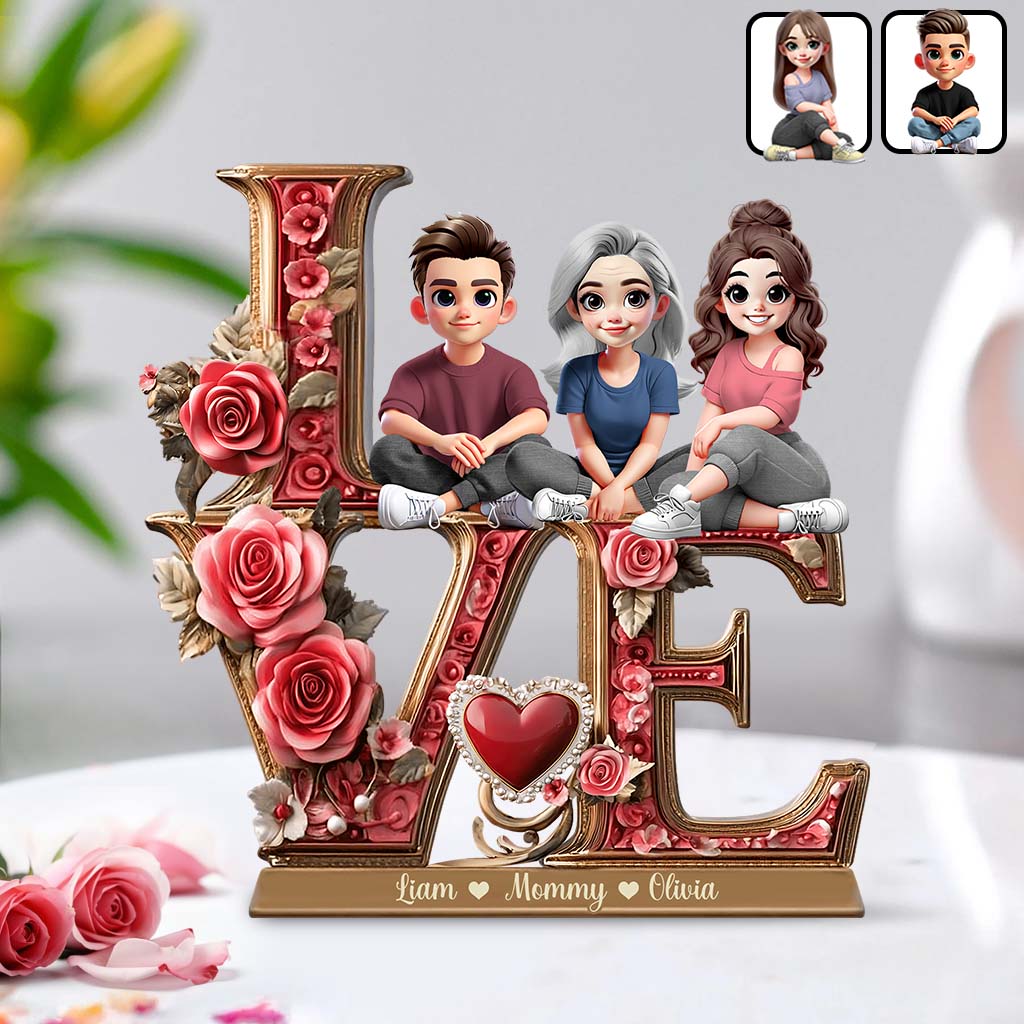 Love Mom - Personalized Mother Custom Shaped Acrylic Plaque
