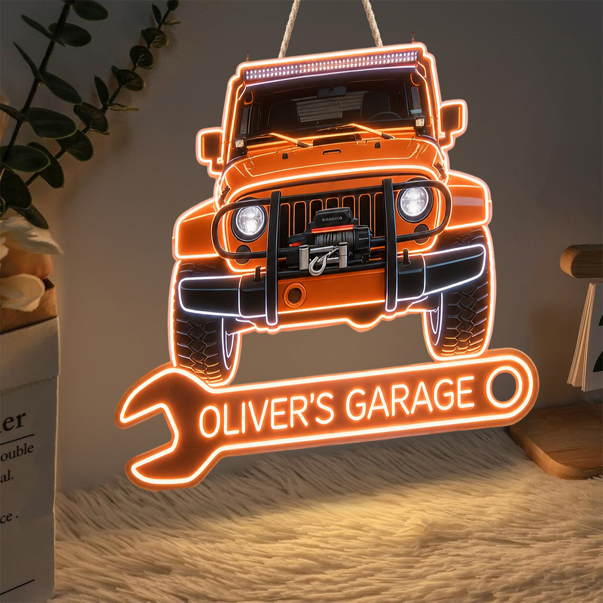Mon Garage - Enseigne LED en Acrylique Personnalisée pour Amateurs de Voitures