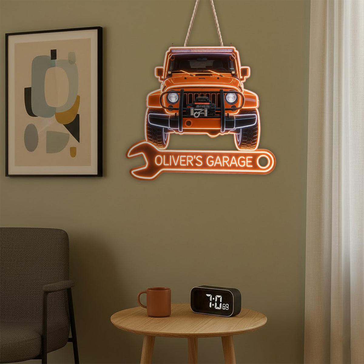 Mon Garage - Enseigne LED en Acrylique Personnalisée pour Amateurs de Voitures