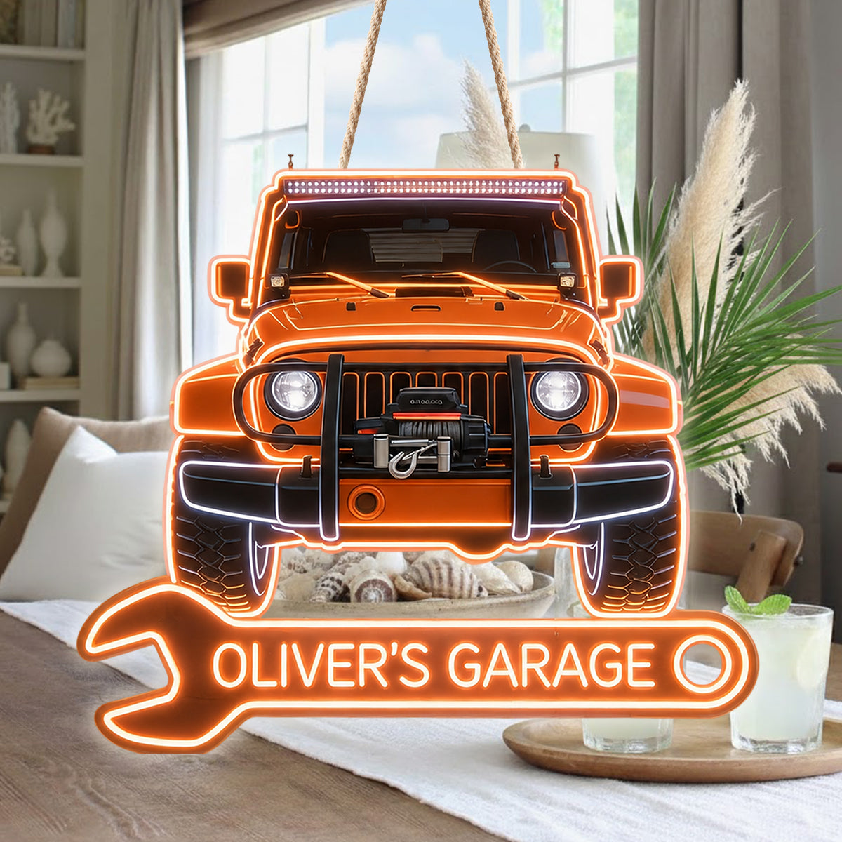 Mon Garage - Enseigne LED en Acrylique Personnalisée pour Amateurs de Voitures