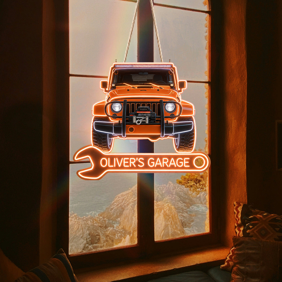 Mon Garage - Enseigne LED en Acrylique Personnalisée pour Amateurs de Voitures