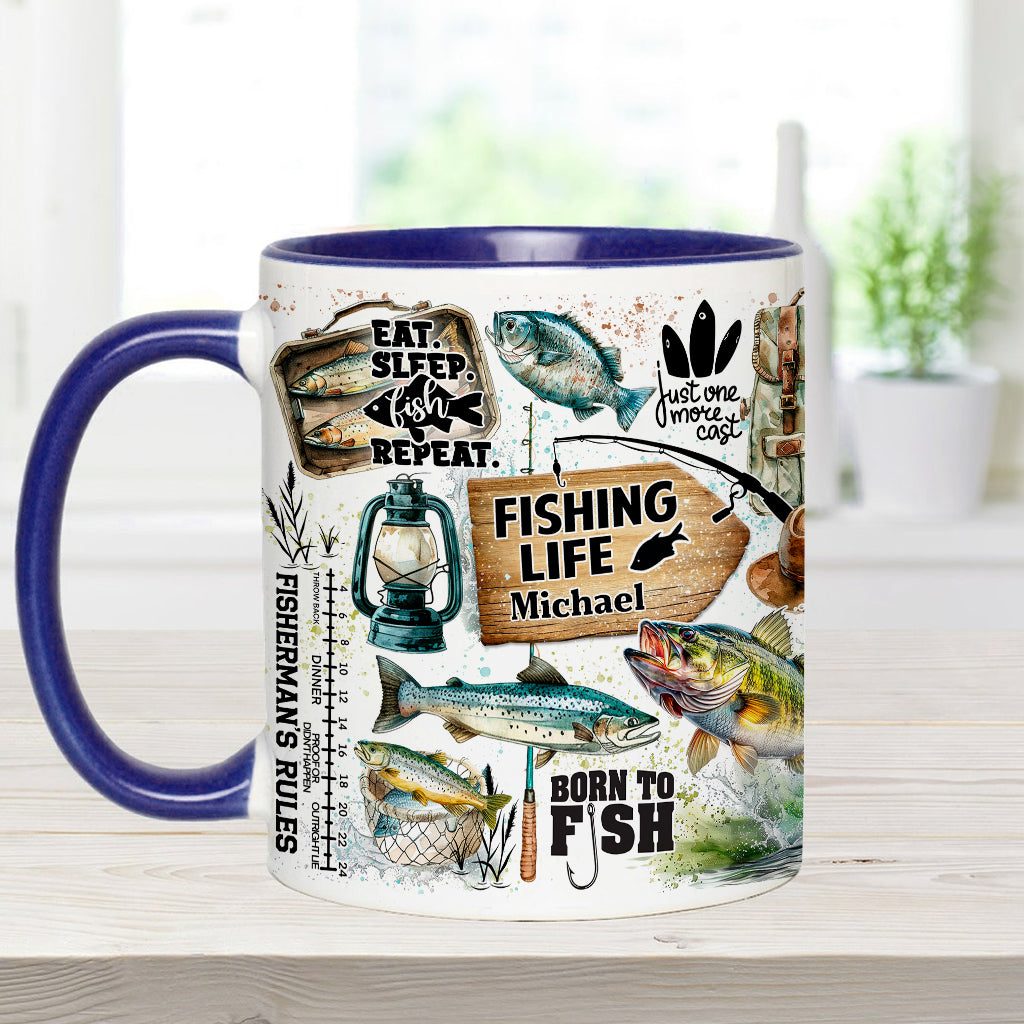 Just One More Cast - Personalized Fishing Accent Mug