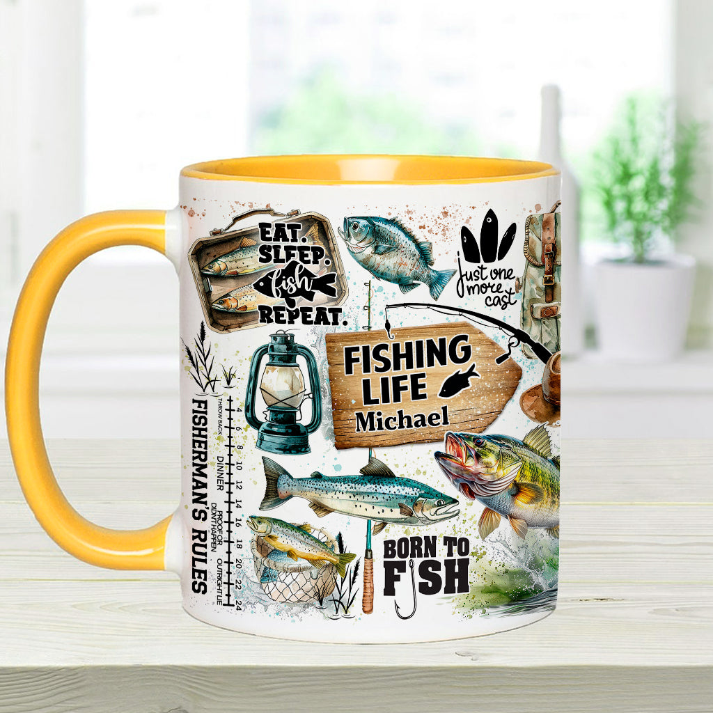 Just One More Cast - Personalized Fishing Accent Mug