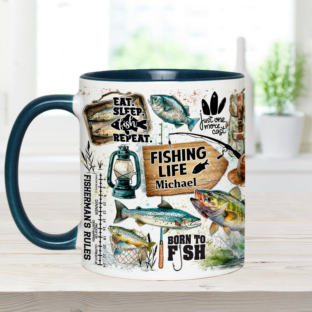 Just One More Cast - Personalized Fishing Accent Mug