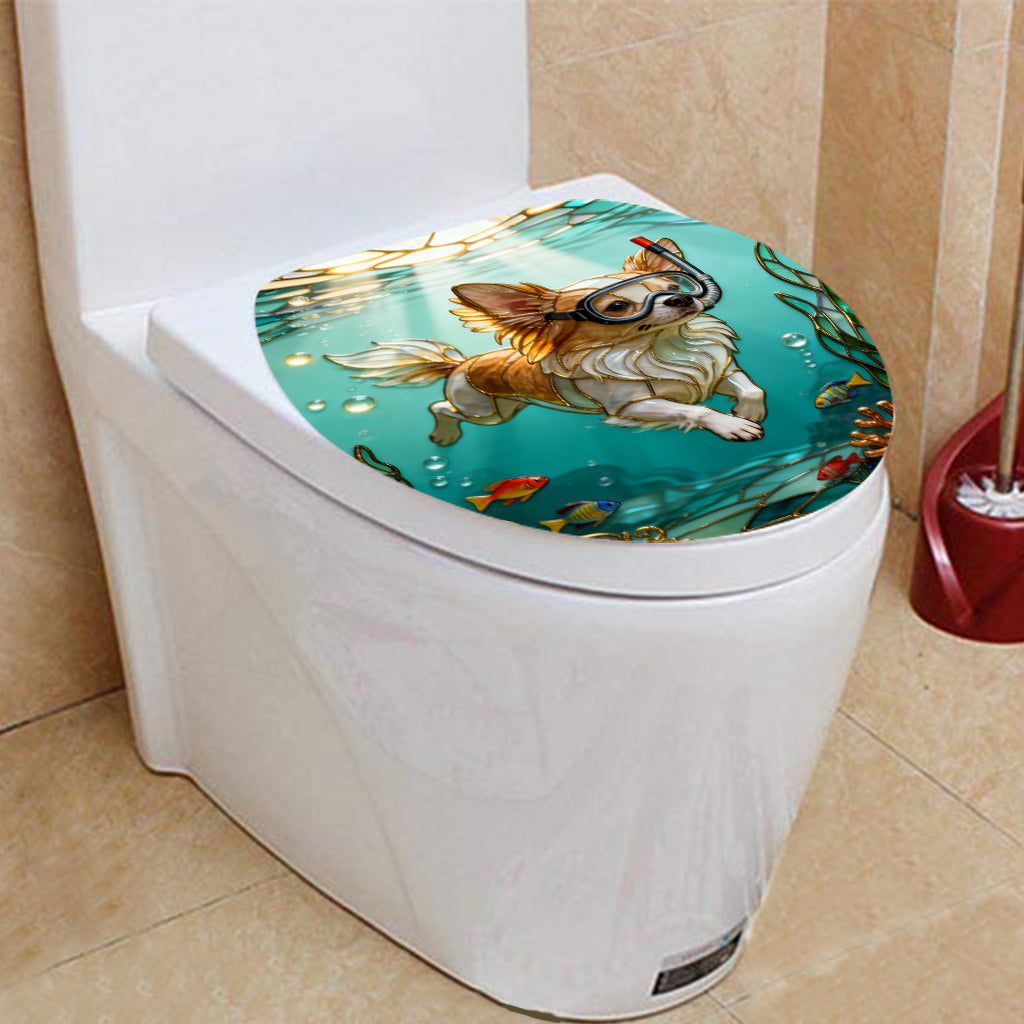 Diving To The Beach - Personalized Dog Bathroom Curtain & Mats Set