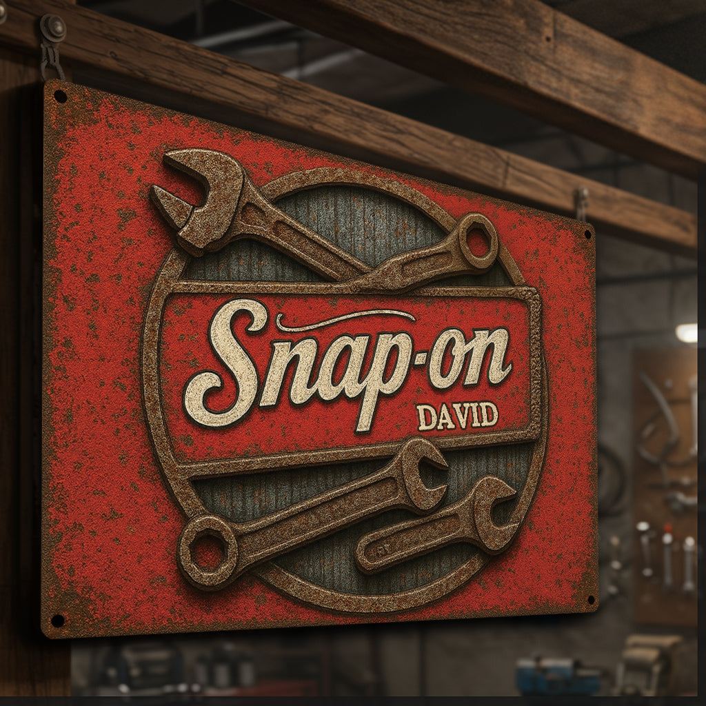 Panneau métallique rectangulaire personnalisé Snap-On pour mécanicien