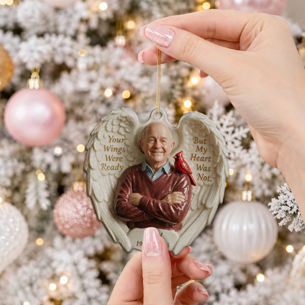 Your Wings Were Ready - Personalized Memorial Custom Shape Ceramic Ornament