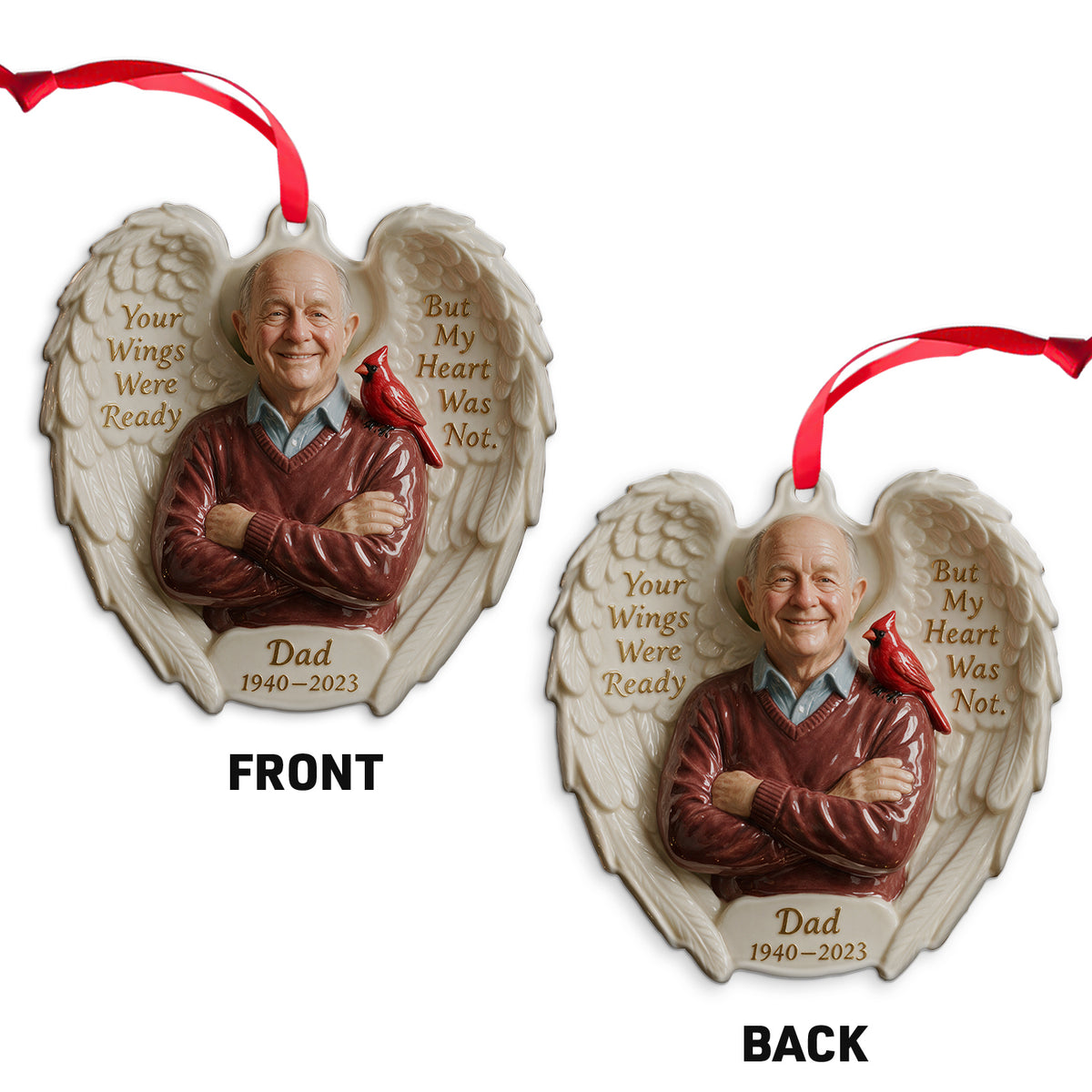 Your Wings Were Ready - Personalized Memorial Custom Shape Ceramic Ornament