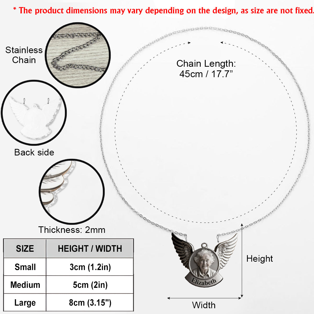 En souvenir de quelqu'un - Collier pendentif personnalisé en acrylique en forme de commémoration