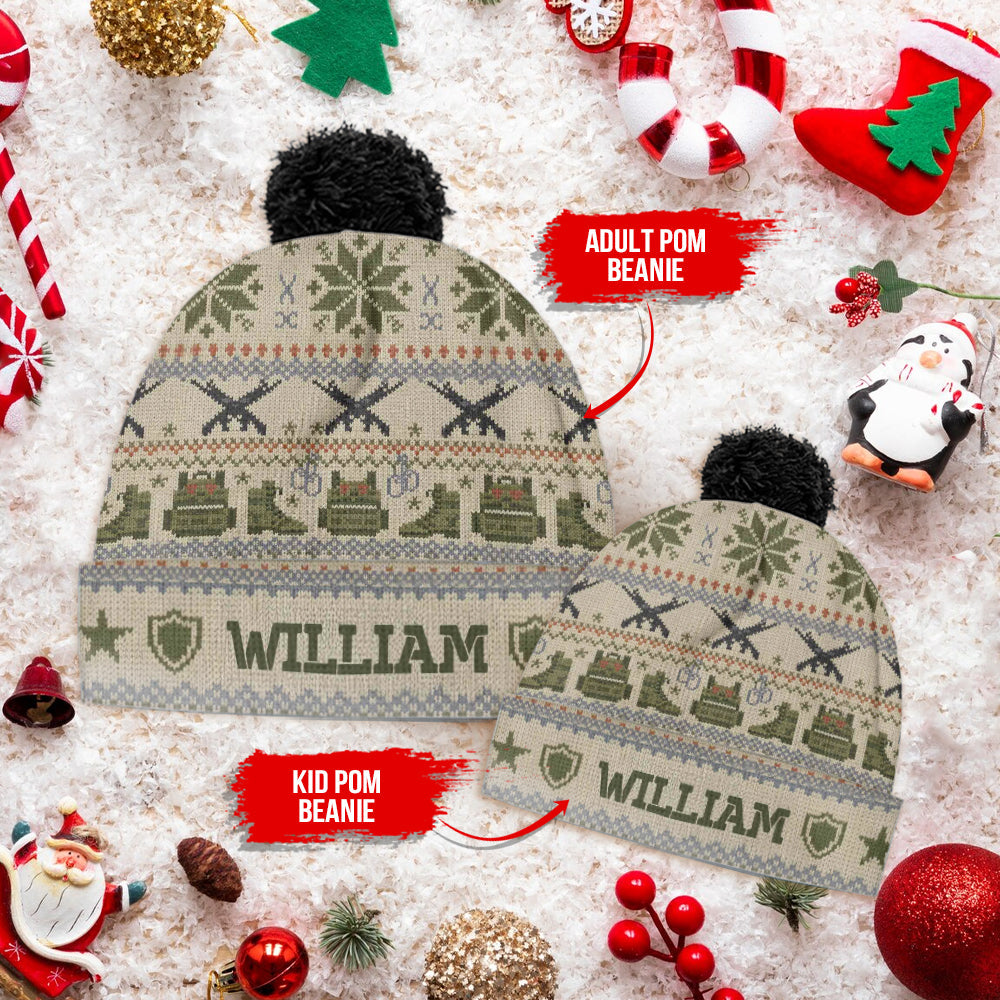 Camouflage Military - Personalized Veteran Beanie Hat