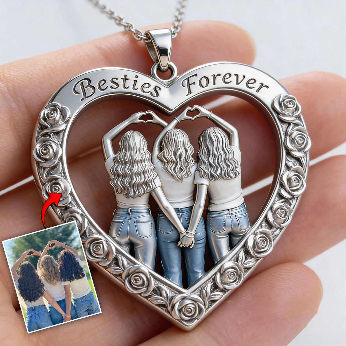 Collier pendentif en métal personnalisé à partir de n'importe quelle photo - Collier pendentif en métal en forme de meilleure amie