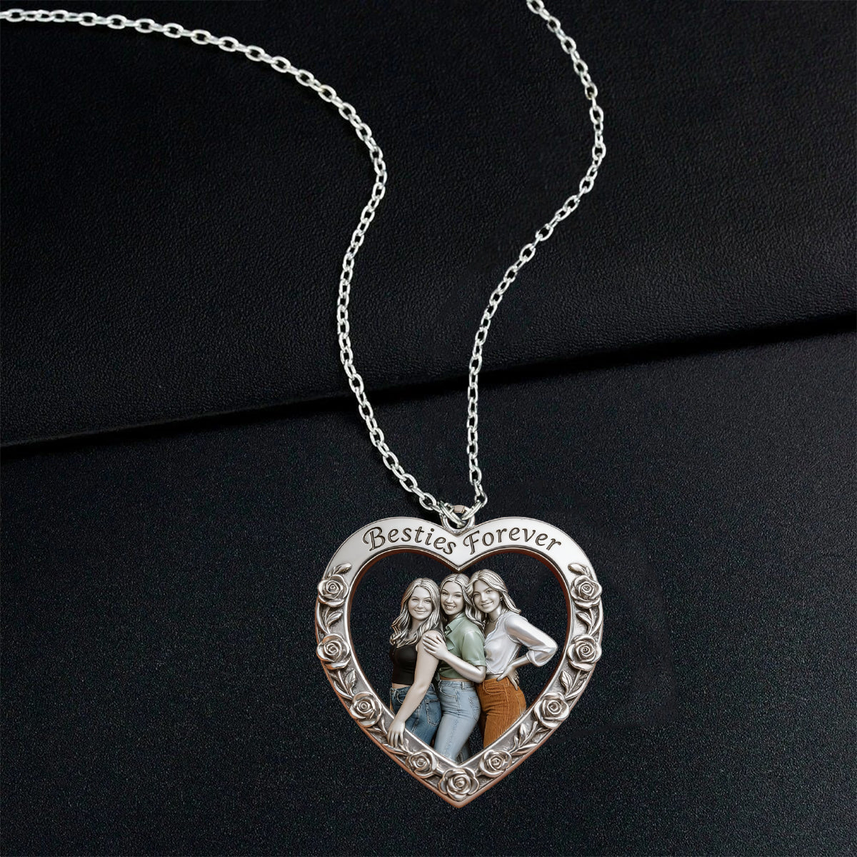 Collier pendentif en métal personnalisé à partir de n'importe quelle photo - Collier pendentif en métal en forme de meilleure amie