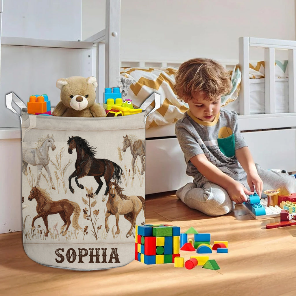 J'adore les chevaux - Panier de rangement personnalisé pour chevaux