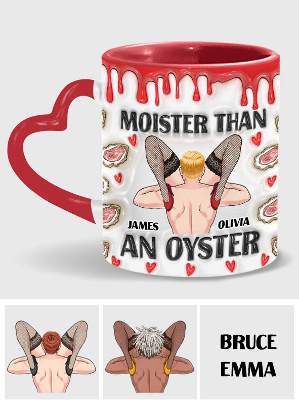 Moister Than An Oyster - Personalized Couple Heart Handle Mug