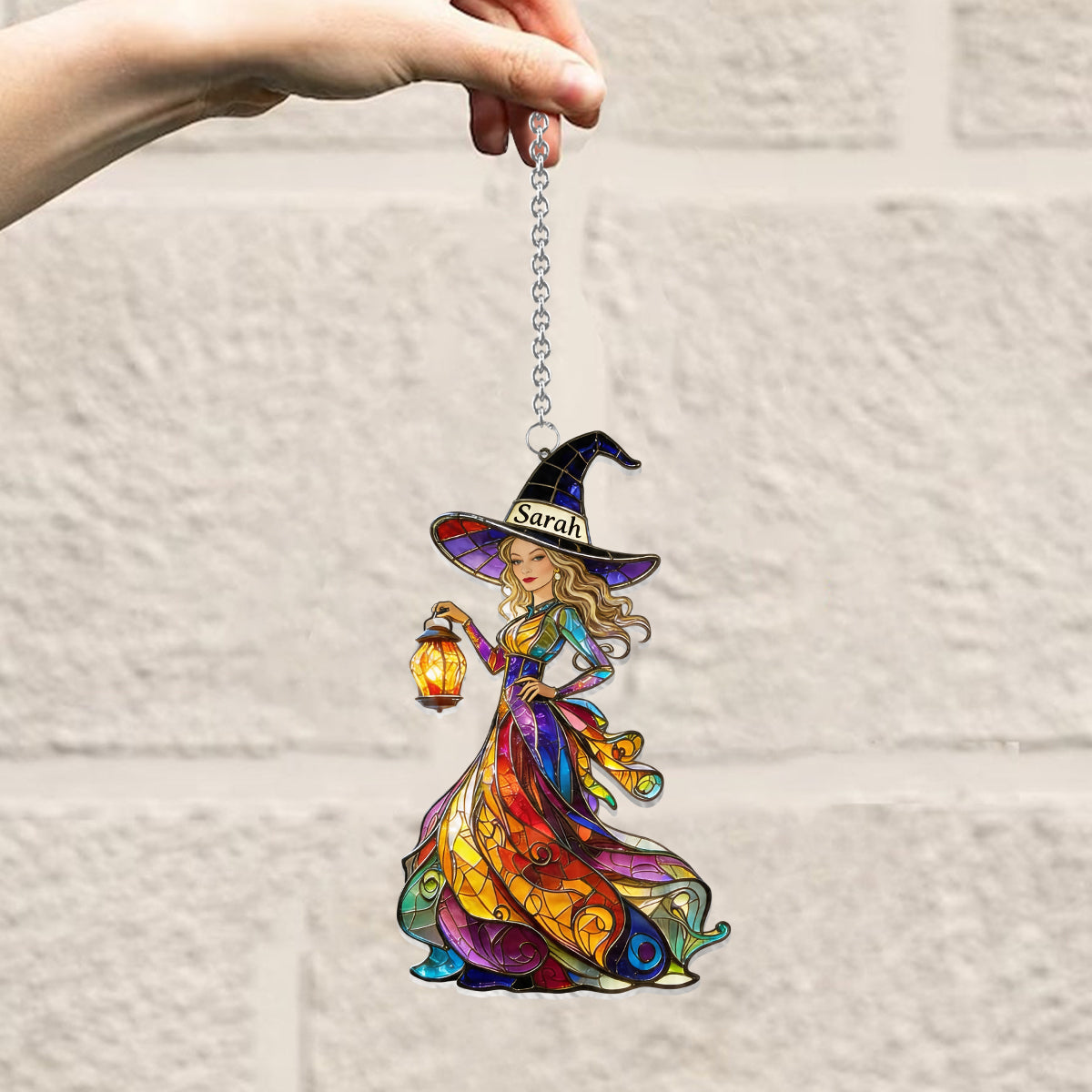 Photo Personnalisée - Ornement Suncatcher de Fenêtre de Sorcière Personnalisé