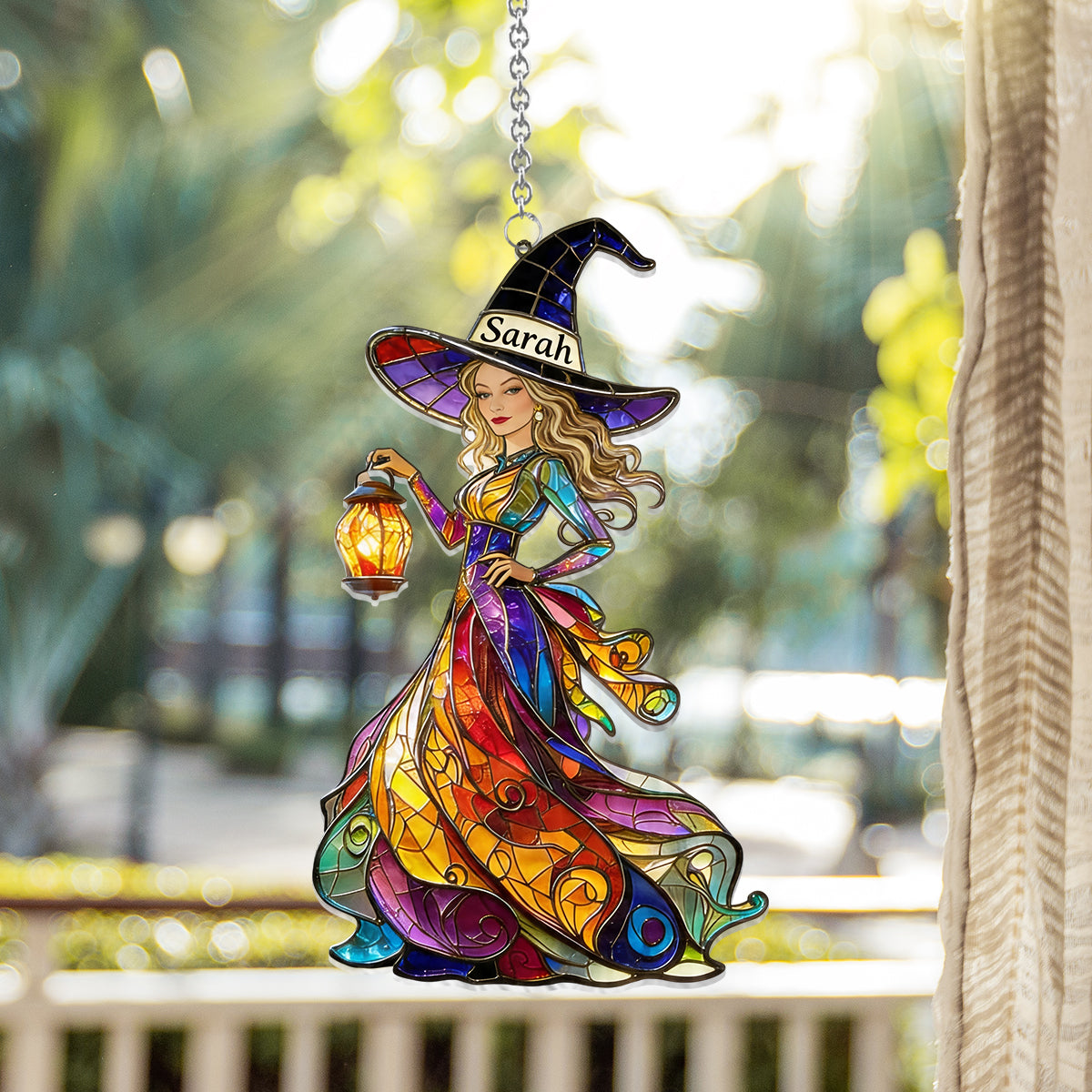 Photo Personnalisée - Ornement Suncatcher de Fenêtre de Sorcière Personnalisé