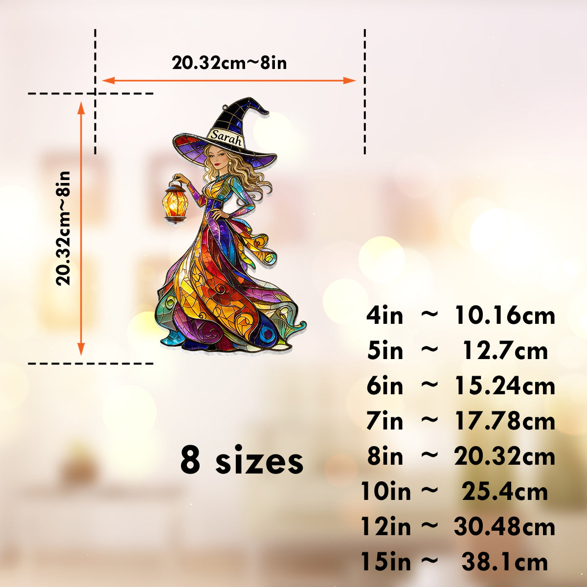 Photo Personnalisée - Ornement Suncatcher de Fenêtre de Sorcière Personnalisé