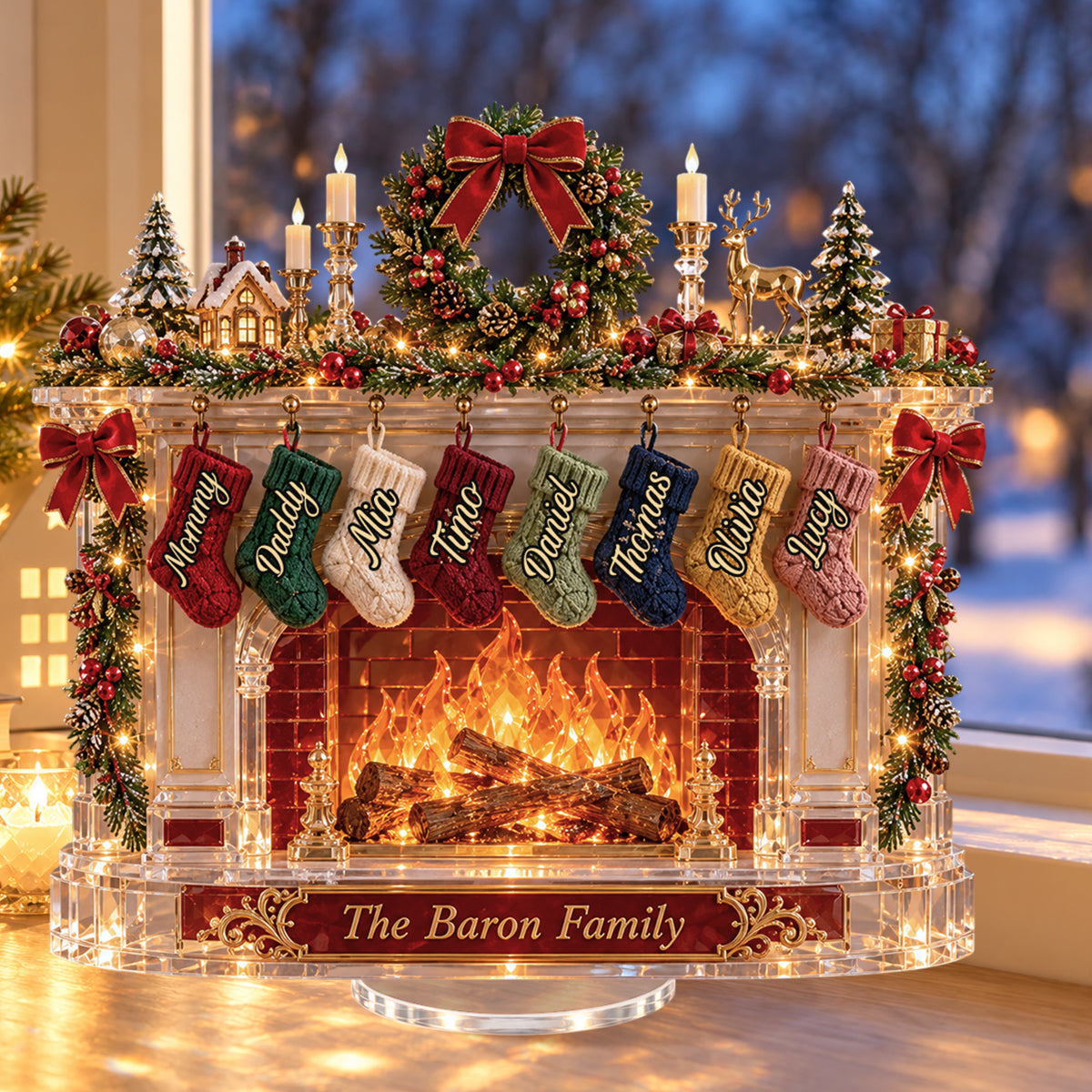 Family Stockings - Personalized Family Light Up Standee With Charms