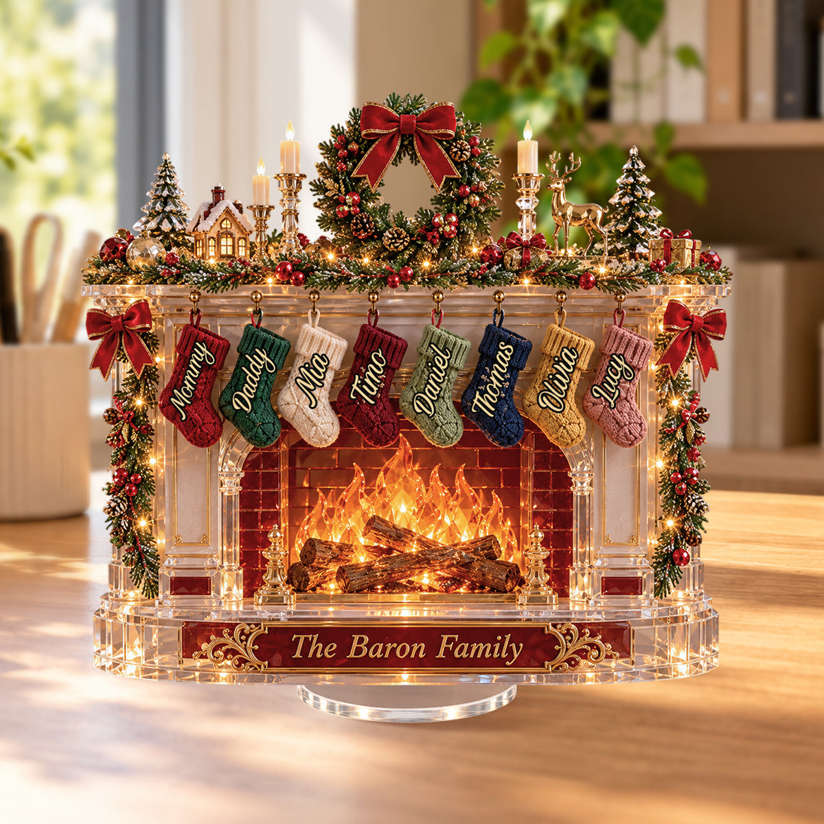 Family Stockings - Personalized Family Light Up Standee With Charms