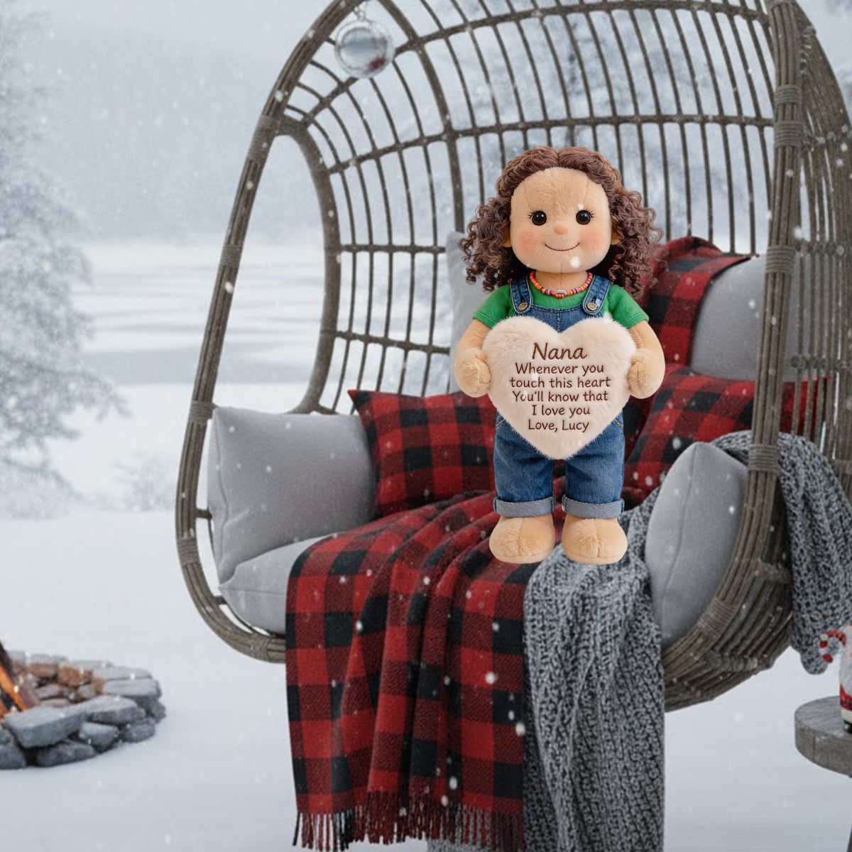 Coussin personnalisé en fausse fourrure en forme de grand-mère, à partir de n'importe quelle photo