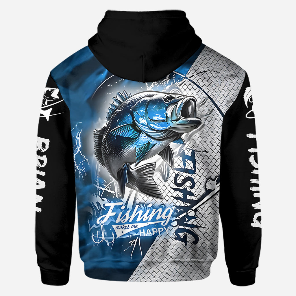 La pêche me rend heureux - T-shirt personnalisé sur le thème de la pêche