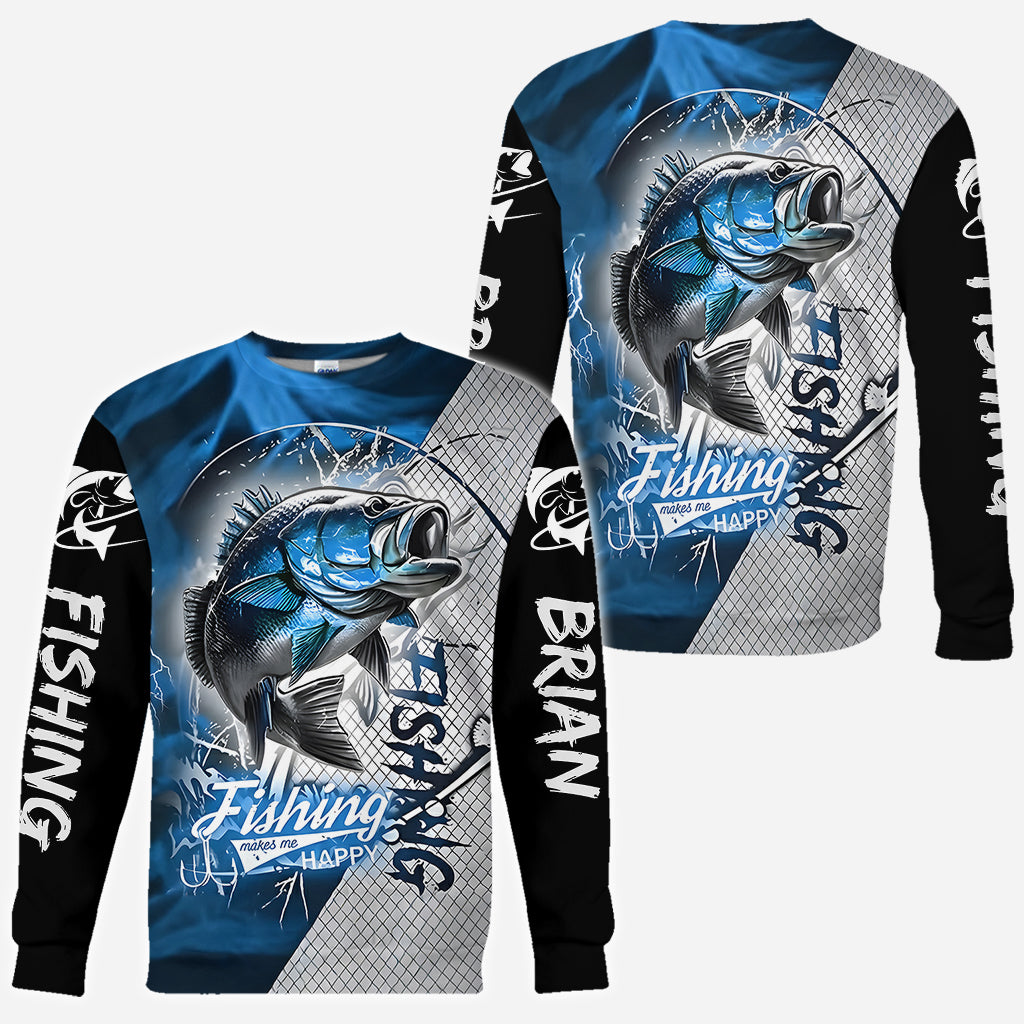 La pêche me rend heureux - T-shirt personnalisé sur le thème de la pêche