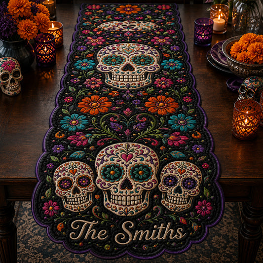 Day Of The Dead - Personalized Skull Table Runner Custom Shape