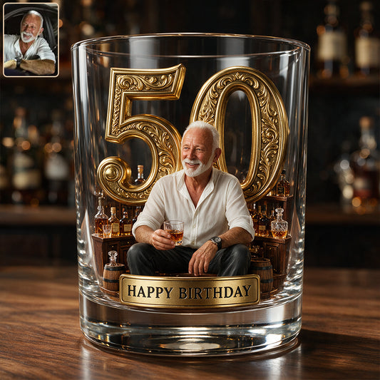 Cadeau d'anniversaire pour lui - Personnalisé à partir de n'importe quelle photo - Ensemble de carafe à whisky personnalisé